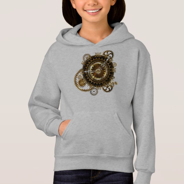 Steampunk klocka med antika växlar t shirt (Framsida)