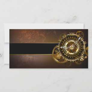 Steampunk klocka med antika växlar tack kort