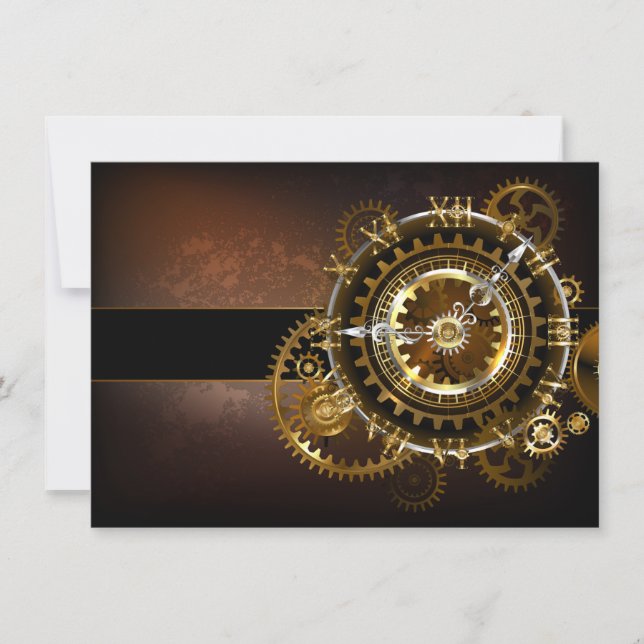 Steampunk klocka med antika växlar tack kort (Framsida)