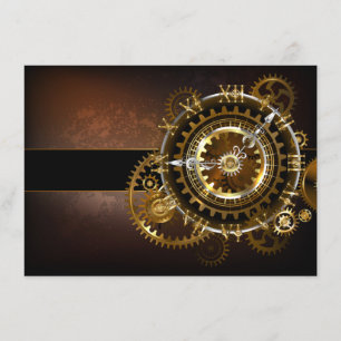 Steampunk klocka med antika växlar tilläggskort