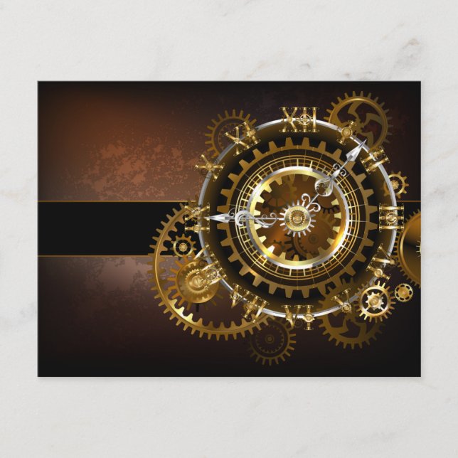 Steampunk klocka med antika växlar tilläggskort (Framsida)