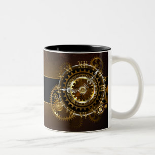 Steampunk klocka med antika växlar Två-Tonad mugg