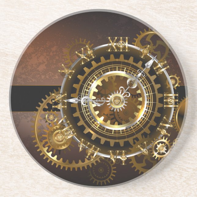 Steampunk klocka med antika växlar underlägg (Framsidan)