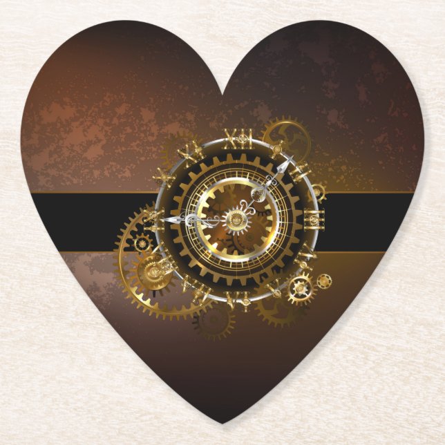 Steampunk klocka med antika växlar underlägg papper (Framsida)