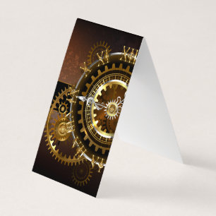 Steampunk klocka med antika växlar visitkort
