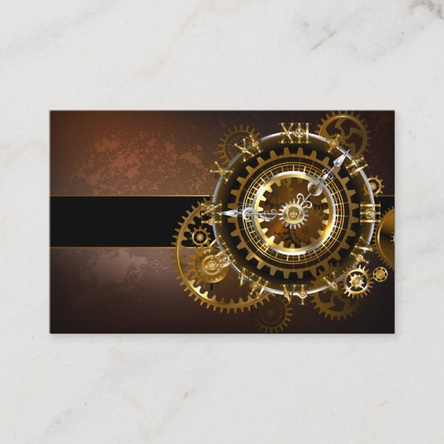 Steampunk klocka med antika växlar visitkort (Framsida)