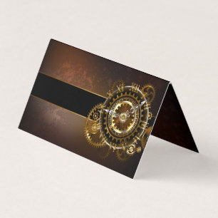 Steampunk klocka med antika växlar visitkort