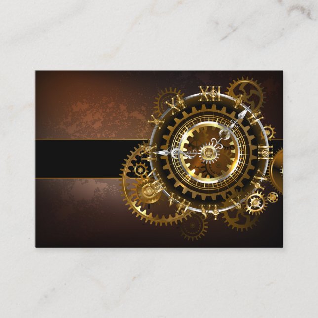 Steampunk klocka med antika växlar visitkort (Framsida)