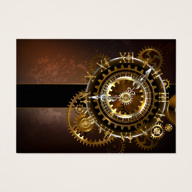 Steampunk klocka med antika växlar visitkort (Framsidan)
