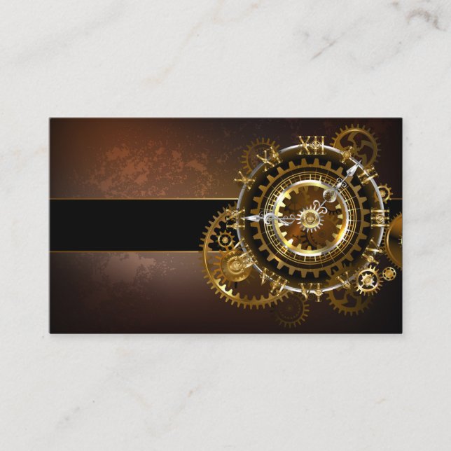 Steampunk klocka med antika växlar visitkort (Framsida)