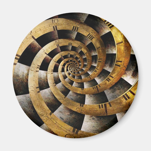 Steampunk - Klocka - Tidens flöde Magnet (Framsidan)