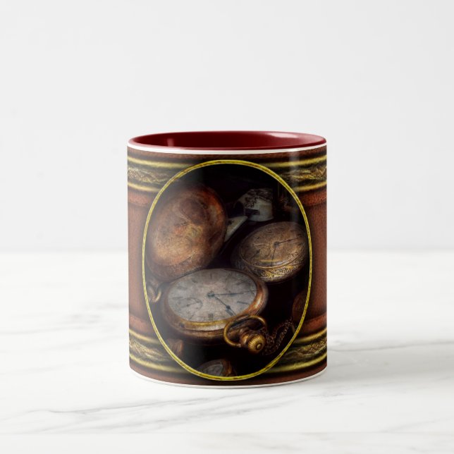 Steampunk - Klocka - Tidsåldrad Två-Tonad Mugg (Center)