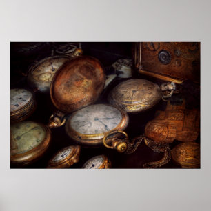 Steampunk - klocka - tidsbelagd poster