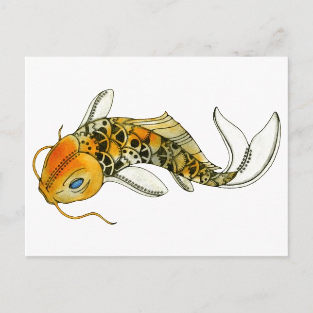 Steampunk Koi Vykort (Framsida)