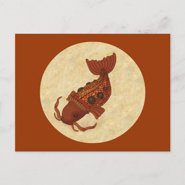 Steampunk Koi Vykort (Framsida)