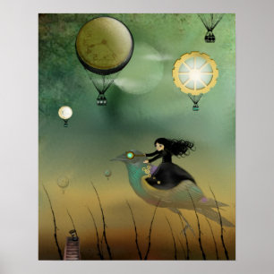 Steampunk konstaffisch - Steampunk flyg Poster