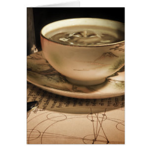 Steampunk Kopp i kaffe på Saucer w/ Pocket Watch Hälsningskort