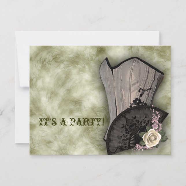 Steampunk-korsett och fläkt Goth-bröllop Inbjudningar (Framsida)