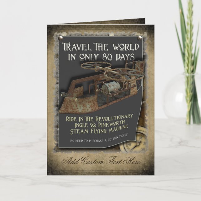 Steampunk-kortet för flygande Maskin Hälsning Kort (Framsida)