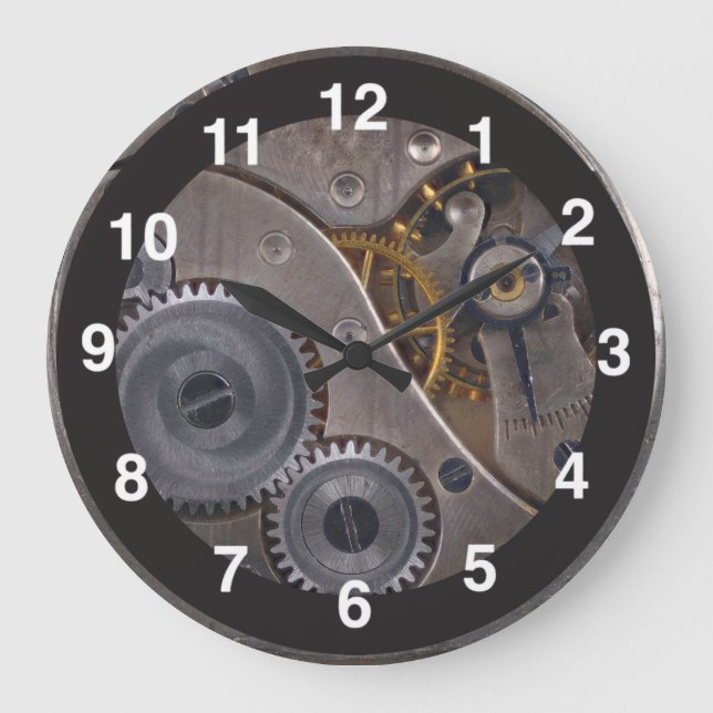 Steampunk-kugghjul 🕰️ Jubileumsspecial Silver Stor Klocka (Framsida)