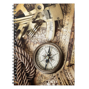 steampunk kustnära sjöfart rep antikt kompass anteckningsbok