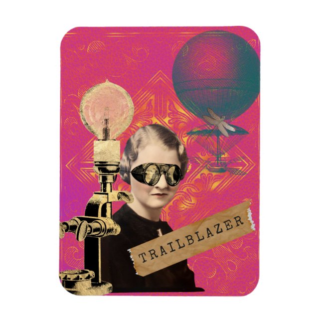 Steampunk Kvinna Pionjär Popkonst  Magnet (Vertikal)