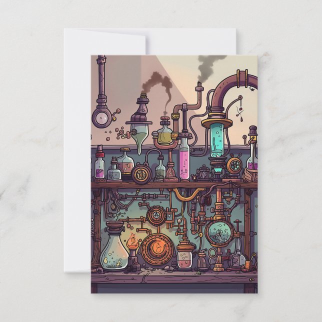 Steampunk Laboratory Tack Kort (Framsida)
