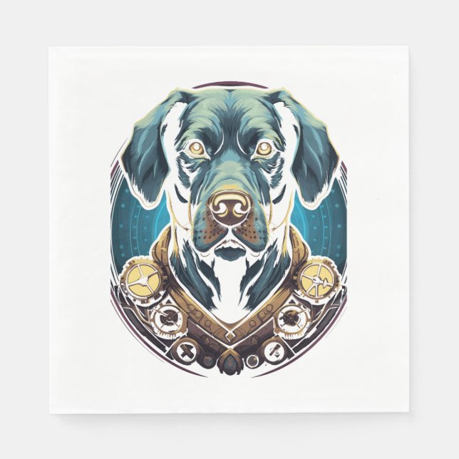 Steampunk Labrador Classic T-Shirt Pappersservett (Framsidan)