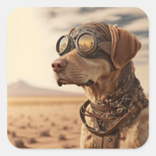 Steampunk Labrador Retriever Hund Fyrkantigt Klistermärke