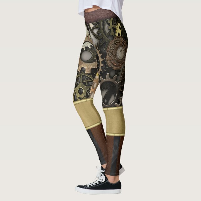 Steampunk läderväxlar Rostiga Vintage Industriella Leggings (Vänster)