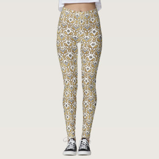 Steampunk-lägg med guldväxlar och nautik tema Vint Leggings