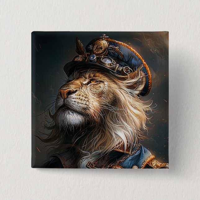 Steampunk Lejon Knapp (Framsida)