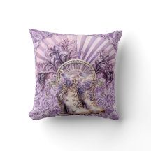 Steampunk Lilac Fläkt och Boots Cotton Pillow