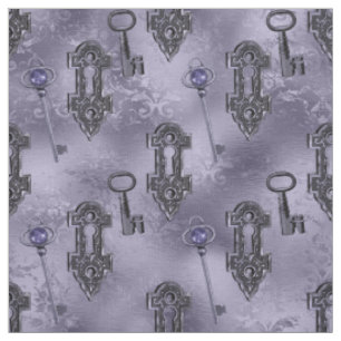 Steampunk Lock och Nyckel Lila Vintage - avstånd Tyg