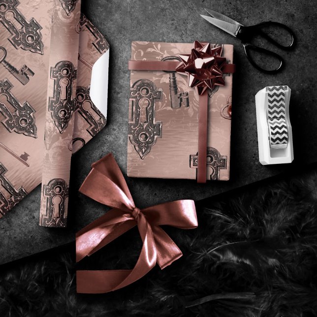 Steampunk Lock och Nyckel Ro Guld | Chic - avstånd Presentpapper (Skapare uppladdad)