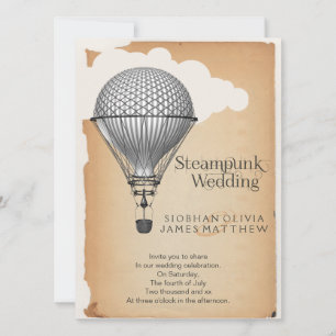 Steampunk Luftballong Bröllop Inbjudningar