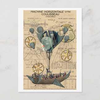 Steampunk Luftballong Frakt Vykort