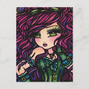 Steampunk Luftballong Girl Fantasy Art Vykort
