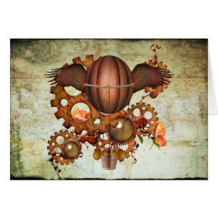 Steampunk Luftballong Hälsningskort