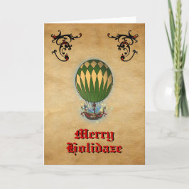 Steampunk Luftballong julkort Helgdag Card Helgkort