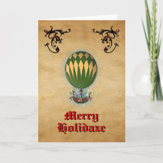 Steampunk Luftballong julkort Helgdag Card Helgkort
