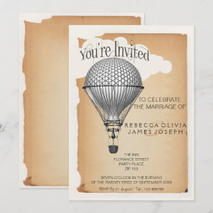 Steampunk Luftballong Reception Party Bröllop Inbjudningar