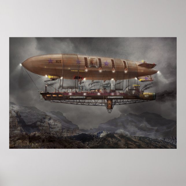 Steampunk - Luftskepp - Airship Maximus Poster (Framsidan)