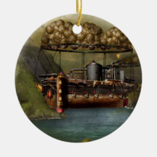 Steampunk - Luftskepp - Den ursprungliga Noaks ark Julgransprydnad Keramik