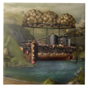 Steampunk - Luftskepp - Den ursprungliga Noaks ark Kakelplatta