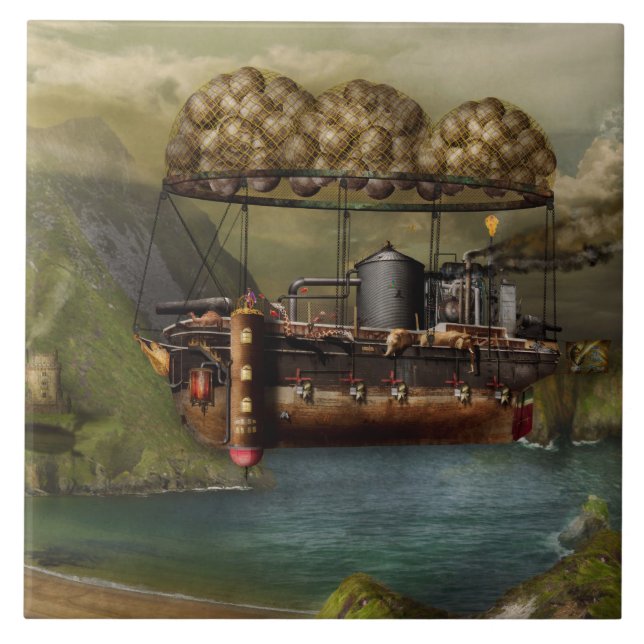 Steampunk - Luftskepp - Den ursprungliga Noaks ark Kakelplatta (Framsidan)