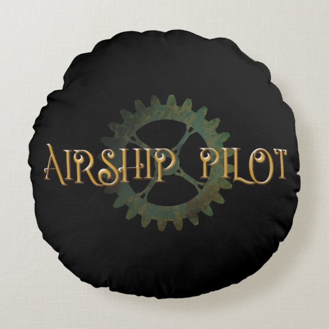 Steampunk-luftskepps pilot  rund kudde (Framsidan)