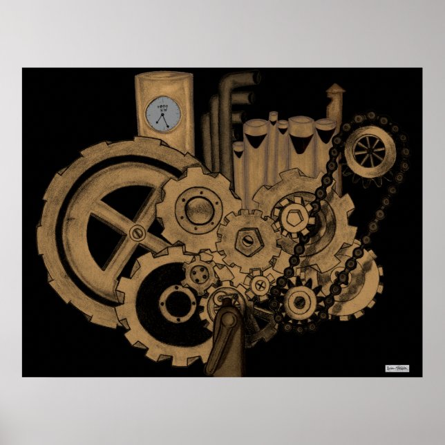 Steampunk Machinery (Brassy) Poster (Framsidan)