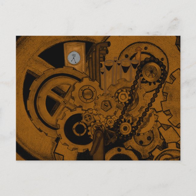 Steampunk Machinery (Copper) Vykort (Framsida)