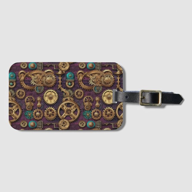 Steampunk Machinery Luggage Tag Bagagebricka (Framsida horisontal)